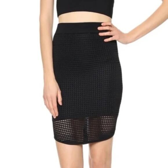 Torn Ronny Kobo Mesh Bodycon Mini Skirt Black Medium Goth Edgy Festival Baddie - Picture 1 of 5